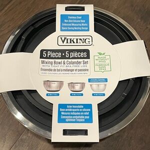 Viking Stainless Steel 5-Pc Mixing Bowl & Colander Black/Silver